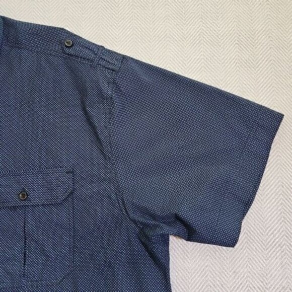 Steve’s Jeans Shirt Men's 3X Button Up Short Sleeve Blue Geometric Pattern - Picture 12 of 16